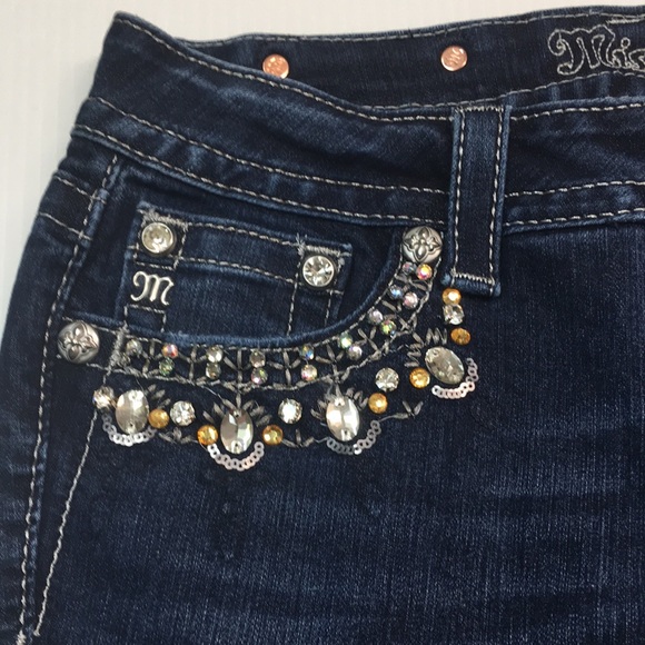 Miss Me Women’s Signature Ankle Skinny Blue Jean with Sequins Rhinestones. Sz 28 - Picture 5 of 11